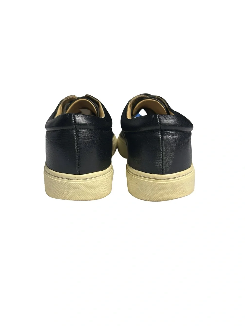 Nisolo Diego Black Leather Cream Sole Lace Up Sneakers. Size 7.5